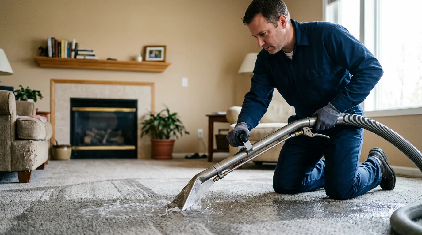 Water damage restoration technician working near Blythedale, MO